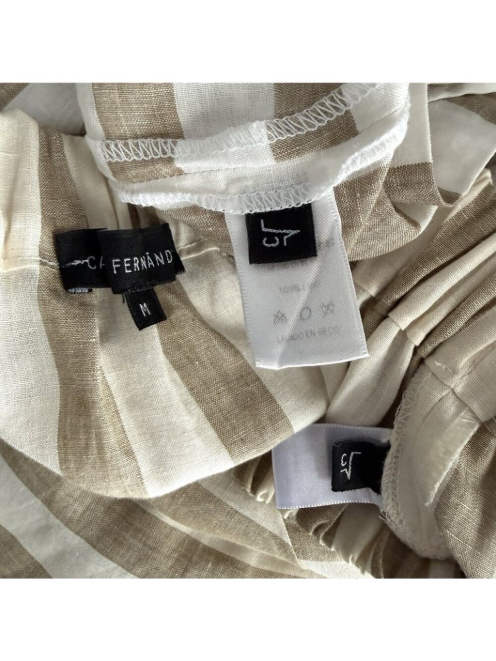 Carla Fernandez Striped Linen Embroidered Top & Skirt Set Sz M - Picture 8 of 10
